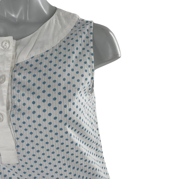 Orvis 100% Cotton Sleeveless Dress in White & Blue Small Polka Dots Size Medium - Picture 6 of 10